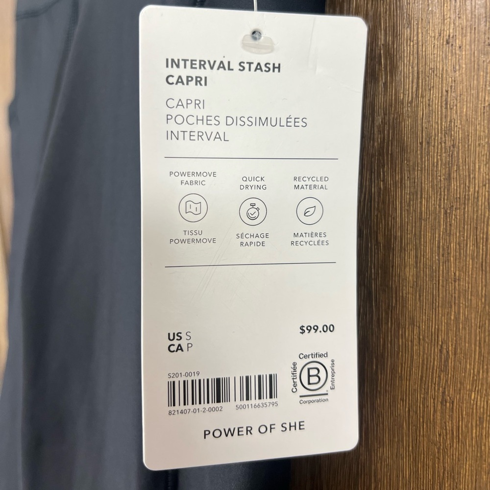 Athleta Interval Stash High-Rise Capri Athletic Leggings Black Size Small - Picture 7 of 11